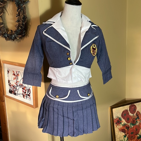 Vtg Sexy SchoolGirl Size XS/ Small Charm Schooled by Delicious Crop Blazer Skirt - Picture 2 of 16